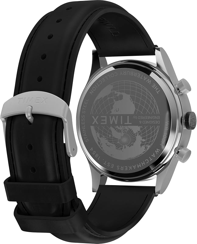 Waterbury TW2Y54100 - Relógio cronógrafo de couro de 42mm para homem