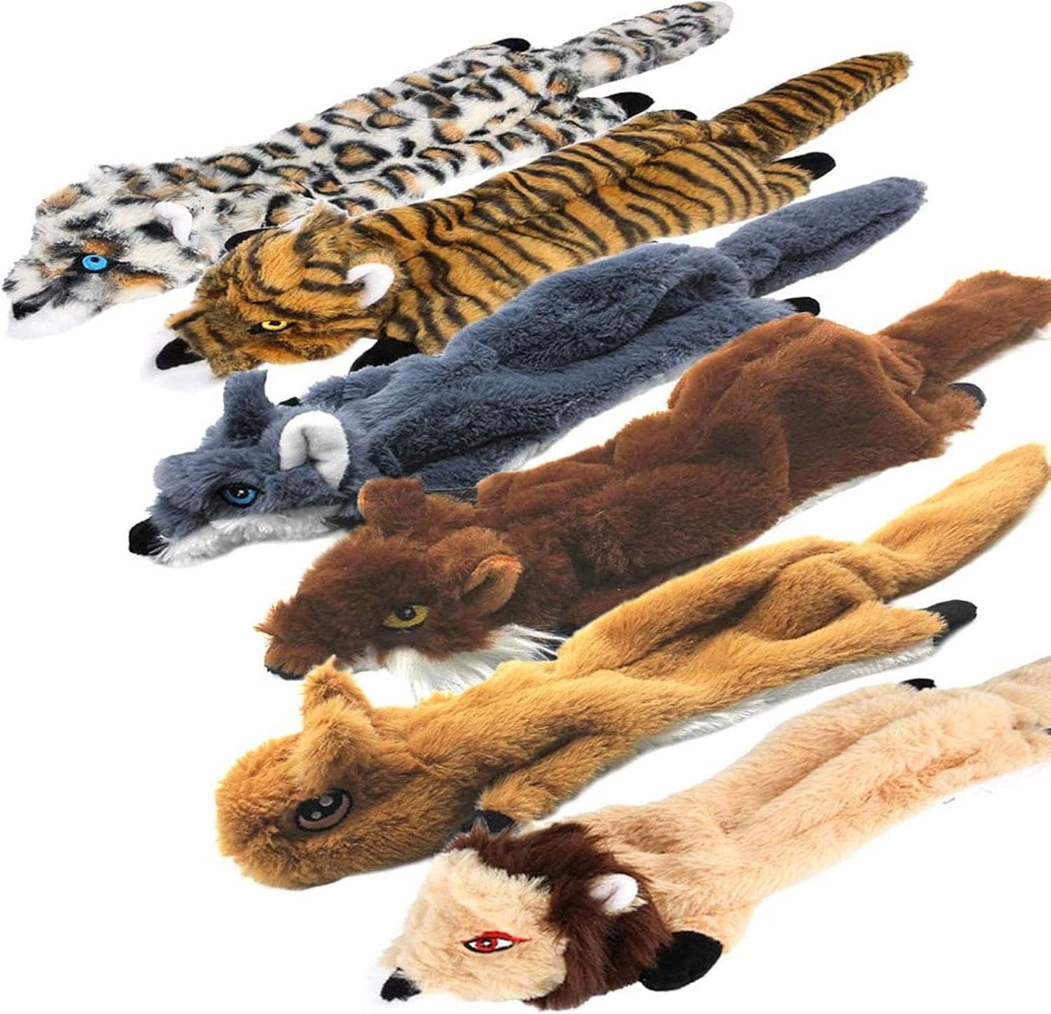 Newthinking No Stuffing Squeaky Dog Toys, 6 Pack Indestructible Plush Toys for Small to Large Dogs