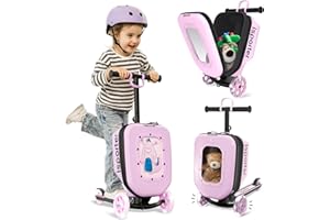 AERO MOBILITY iSporter Luggage Scooter for Kids Ages 2-5 | Ride-On Suitcase Scooters for Boys Girls | Foldable & Height Adjustable, 110lbs Max