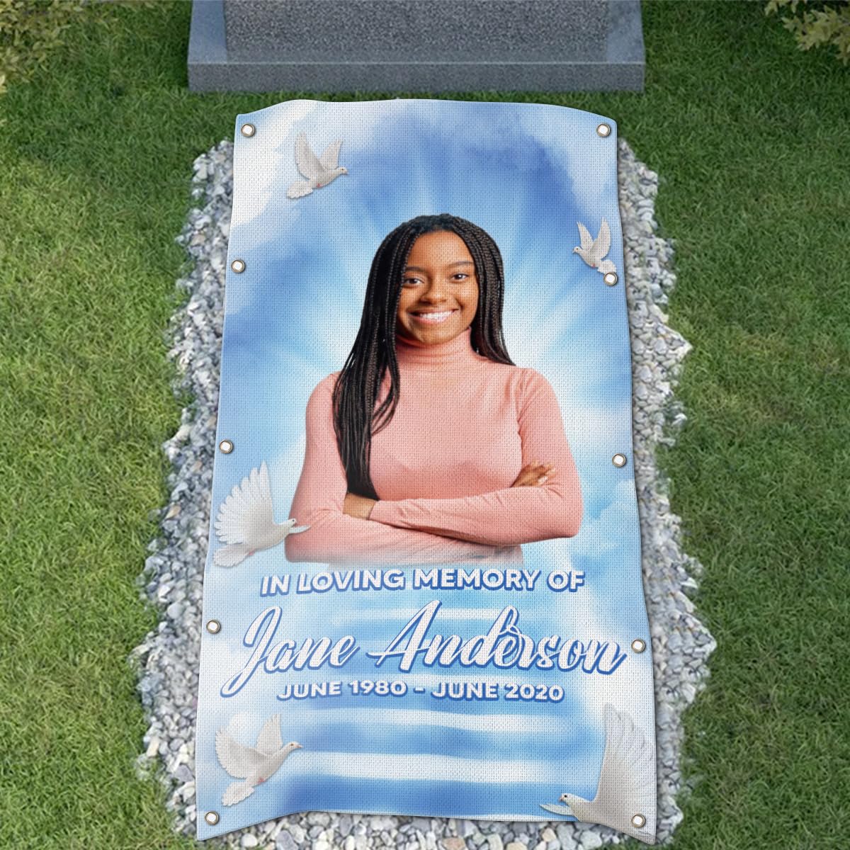 44memory Custom Memorial Grave Blanket Photo