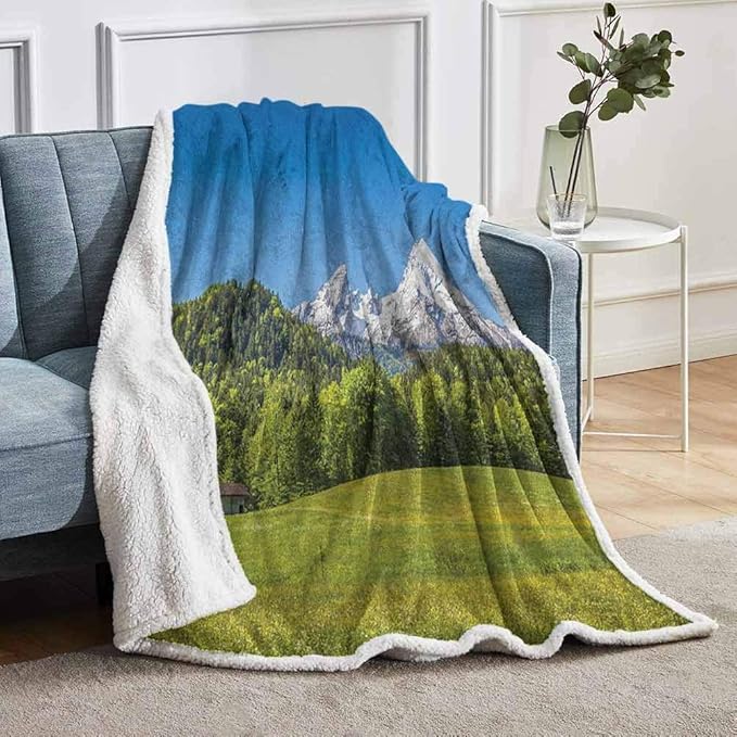 YUAZHOQI Germany Fleece Blanket Bavarian Alps Village of Berchtesgaden