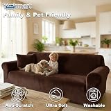 Yeahmart Thick Velvet Sofa Cover 4 Seater Premium Stretch XL Brown view 2