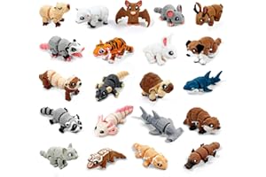 TUTHKOTH 21 Pcs Mini 3D Printed Animal Statues - Movable Joints Realistic Collectible Figurines Set for Adults, Home Office Desk Decoration & Display