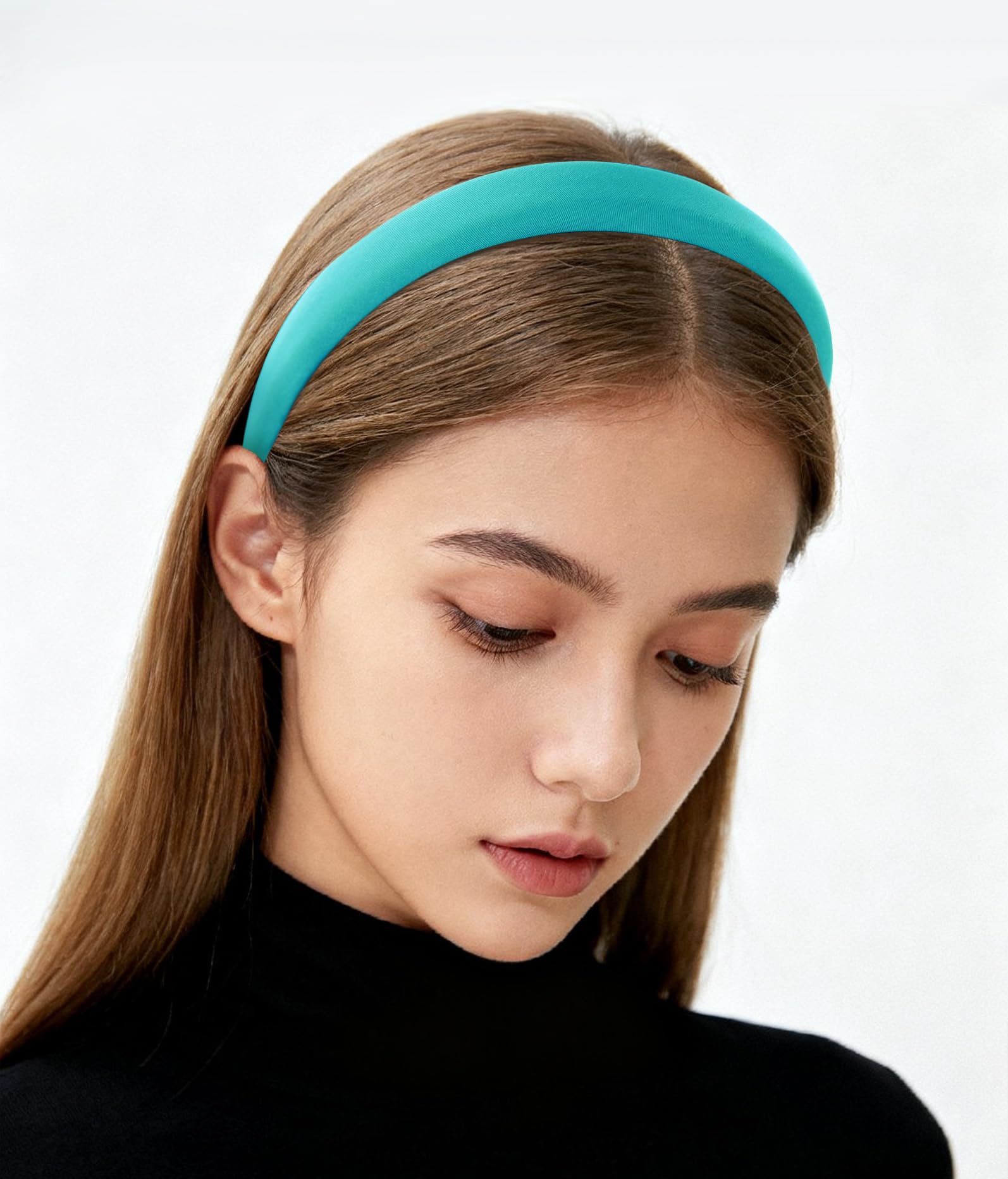 axy Headband with Fabric Padded Candy Colours – Beautiful Women's Headband Hair Accessories Headband HRK7 (Turquoise) — image 1