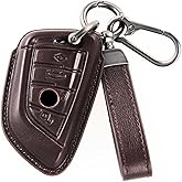 WelaDawn Leather Key Fob Cover for BMW, Compatible with 1 3 5 7 Series, X1 X2 X3 X5 X6 X7