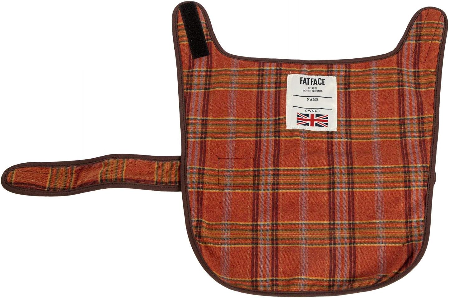 Danish Design FatFace Sussex Brown Waxed Cotton Orange Check Lining Naturally Water Resistant Dog/Puppy Coat 35 cm - Image 4
