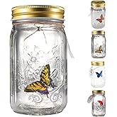 Tianfry Butterfly Collection Jar, Butterfly in a Jar That Moves, Butterfly Collection Mason Jar, Animated Butterfly in a Jar (yellow)