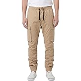 ITALYMORN Mens Khaki Joggers Casual Cargo Joggers Black Cargo Pants Drawstring Waist