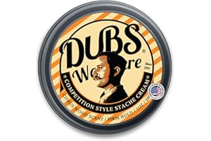 DUBS WAS HERE Mustache Wax Strong Hold | Competition Style Firm Stache Cream | Non-Greasy Grooming Gift for Men | Sandalwood/Bergamot Citrus Wood Scent | 1 oz Tin | Made in USA
