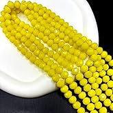 Chuxin 265Pcs Glass Beads for Jewelry Making, 10mm Briolette Crystall Glass Beads for Bracelets Making, Rondelle Faceted Yellow Crystal Beads Bulk for Crafts Wine Charms Wind Chimes Suncatchers