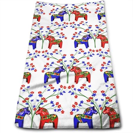 Doormat-bag Floral Swedish Dala Horses Towels Multi-Purpose Microfiber Soft Fast Drying Travel Gym Home Hotel Office Washclot
