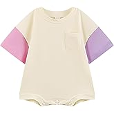 Bafeicao Baby Boy Girl Bubble Romper Color Block Short Sleeve T Shirt Newborn Summer Bodysuit