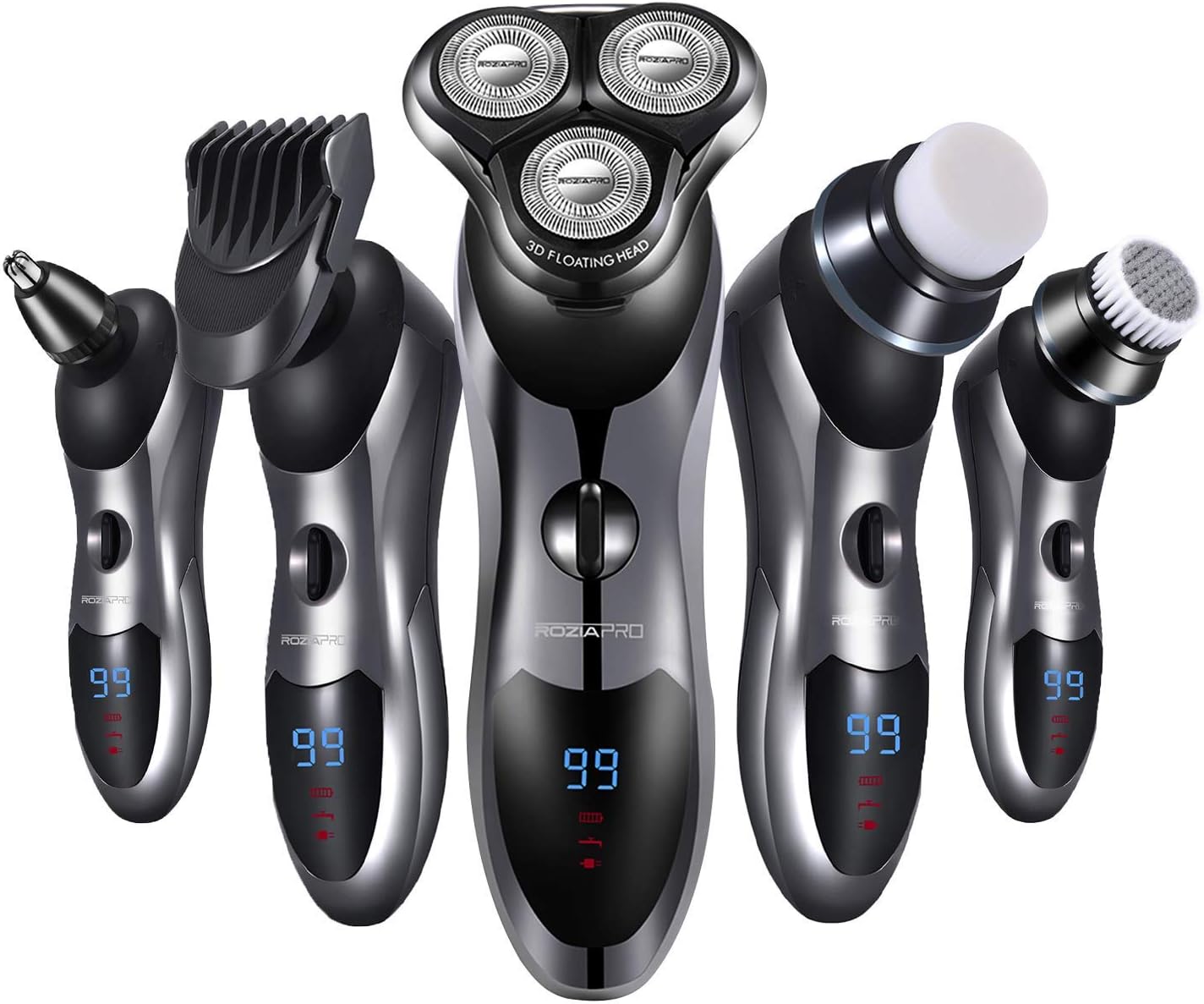 Electric Shaver,Beard Trimmer 8 In 1 Men Rotary Washable Rechargeable Wet & Dry Electric Shaver & Trimmer Grooming Kit, Men's Electric Razor, Facial Cleaning Brush,Nose trimmer Hair Clippers for Men