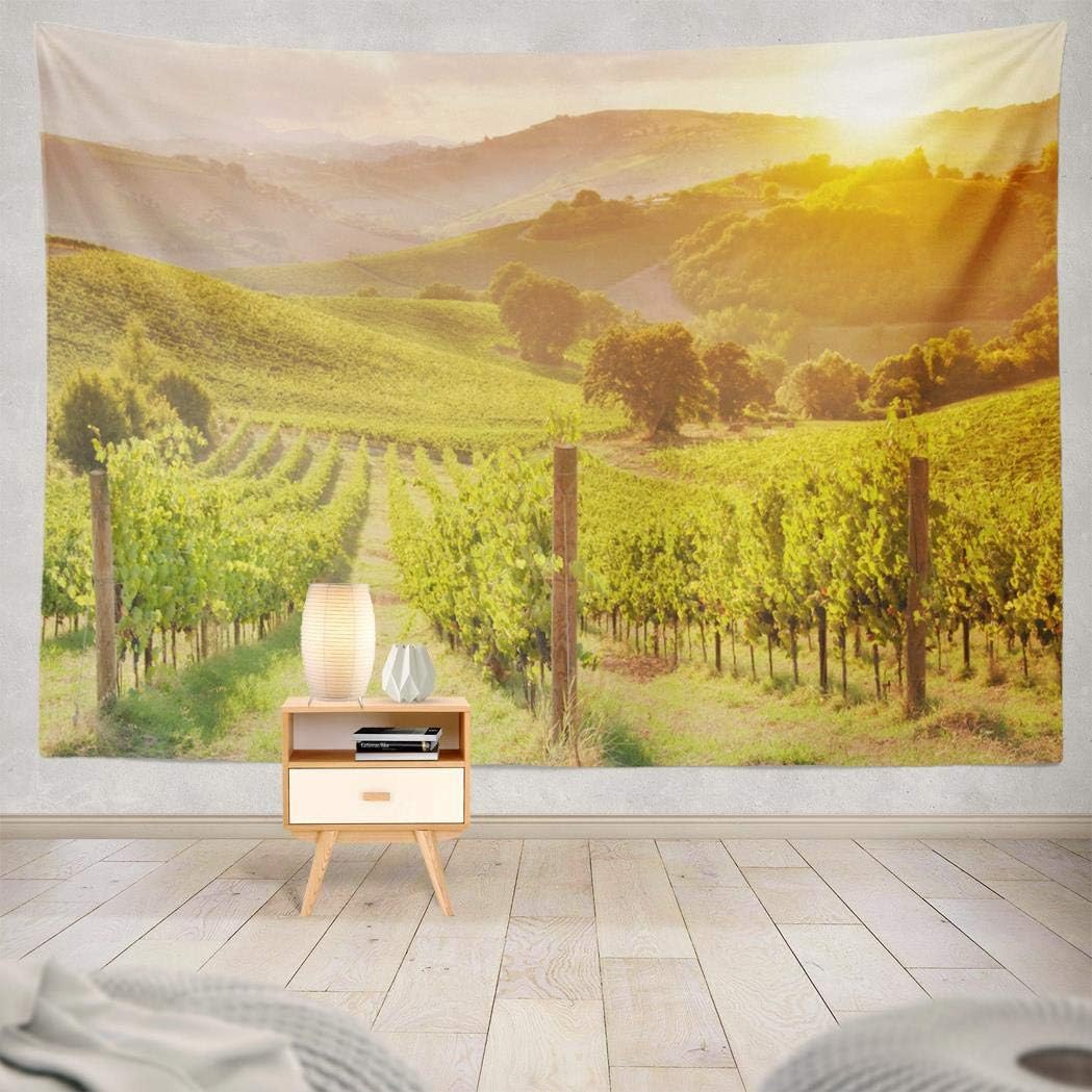 KUMAIN Country Tapestry, Vineyard Sunset Landscape