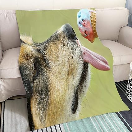 Amazon Com Super Soft Flannel Thicken Blanket Dog Licking Ice