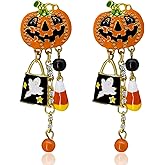 MEMFALL Halloween Earrings for Women Pumpkin Spider Ghost Earrings Pumpkin Drop Earrings Halloween Party Earrings Halloween Jewelry