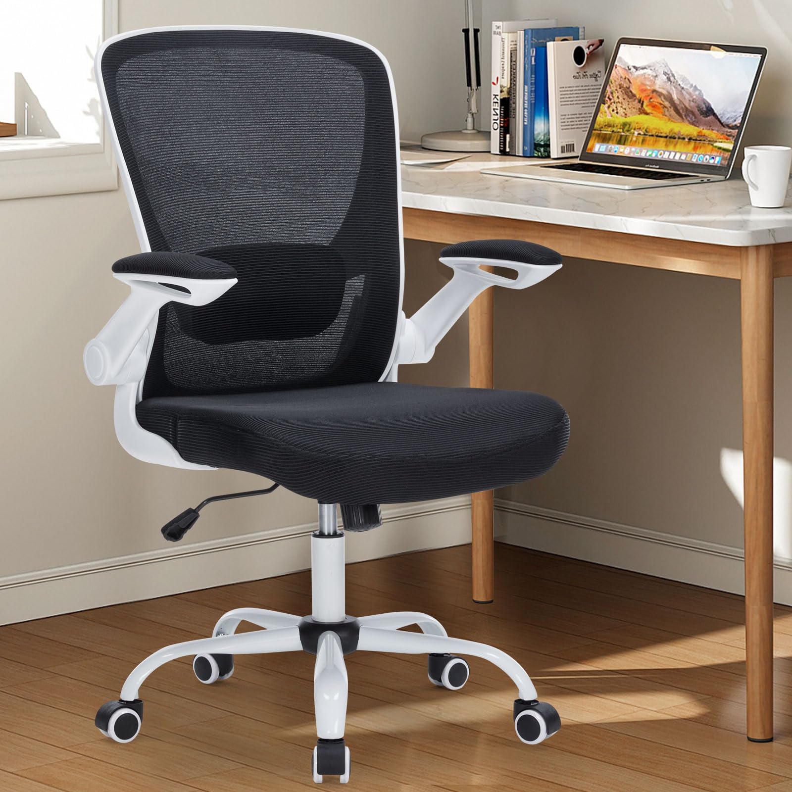 Mesh Office Chair Ergonomic Desk Chair with Adjustable Lumbar Support and Flip-up Arm Rocking Comfy Swivel Computer Task Chair for Home Office - Image 8