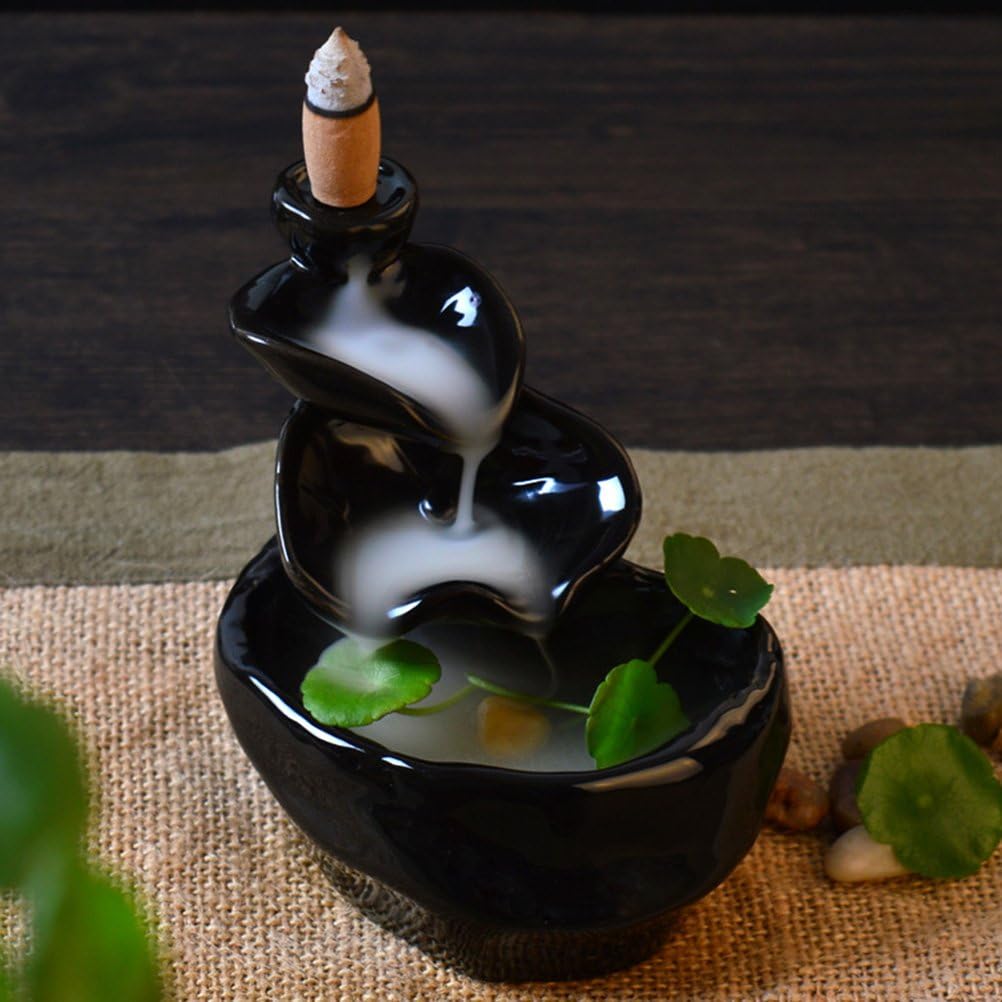 Pixnor Ceramic Glaze Incense Smoke Cone Burner Backflow Censer Tower Holder