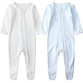 Owlivia Organic Cotton Baby Pajamas, Boys Girls Zip Front Sleep 'N Play Pjs, Footed Sleeper, Long Sleeve