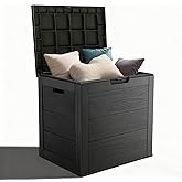 SAMRELAX 35 Gallon Outdoor Storage Box, Deck Boxes Outdoor Waterproof, Plastic Patio Storage Bin, Box for Packages Delivery, Lockable, UV Resistant, Grey