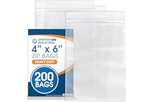 Spartan Industrial - 200 Count - 4” X 6” (4 Mil Heavy Duty) Thick Clear Plastic Reclosable Zip Poly Bags with Resealable Lock Seal Zipper - Durable
