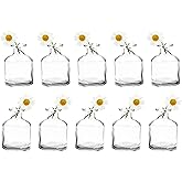 CHIVE ‘Loft’ Small Mini Flower Vases - Clear Glass Bud Vases, Set of 10 - Cute Vintage Rustic Centerpieces for Wedding, Events & Home - Premium Quality, Designed to Last