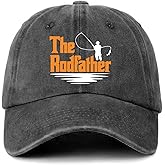 GOSJINNK Funny Fishing Hats The Rodfather Printed Cotton Adjustable Baseball Caps Men's Distressed Washed Black Baseball Hats Funny Fishing Gifts for Dad Grandpa Friend Coworker Fisher Fishing Lover