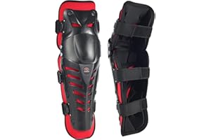 RIDBIKER Movable Knee Shin Guard Pads 3 Sections Adjustable Breathable Knee Pads Protector Armor for Motorcycle Cycling Racing Long Leg Sleeve Gear Crashproof 1 Pair