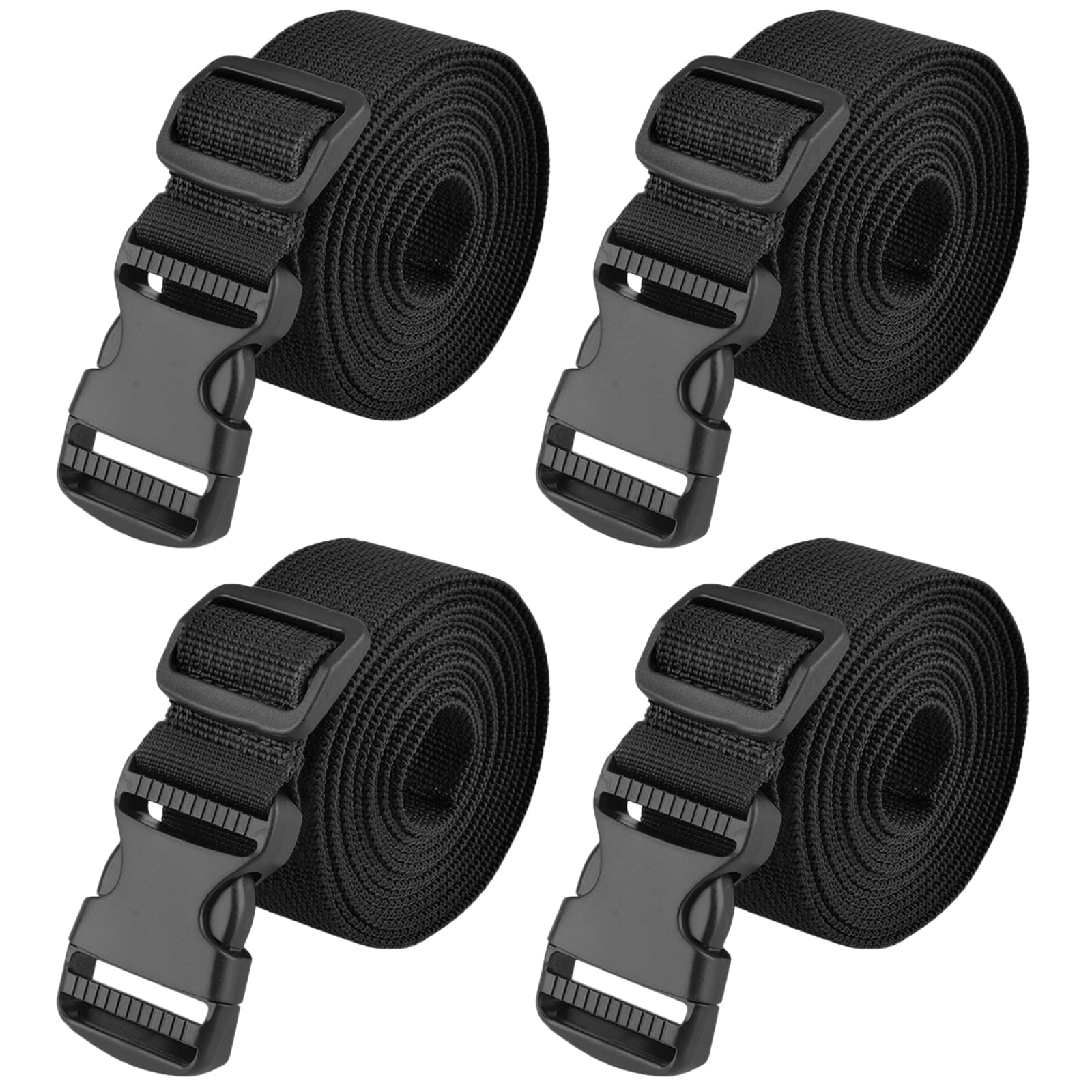 TRIWONDER 4 Pcs Luggage Straps Suitcase Belts Luggage Straps for Suitcases Baggage Adjustable Travel Bag Buckle Belt (Black - 38mm, 1.5m)