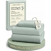 LANE LINEN 100% Organic Cotton Twin Bed Sheet Set, Soft & Comfy Low Pill Fade Resistant Machine Wash Reinforsed French Seam Sustainably Produced Eco Friendly Sábanas Twin- Cool Blue