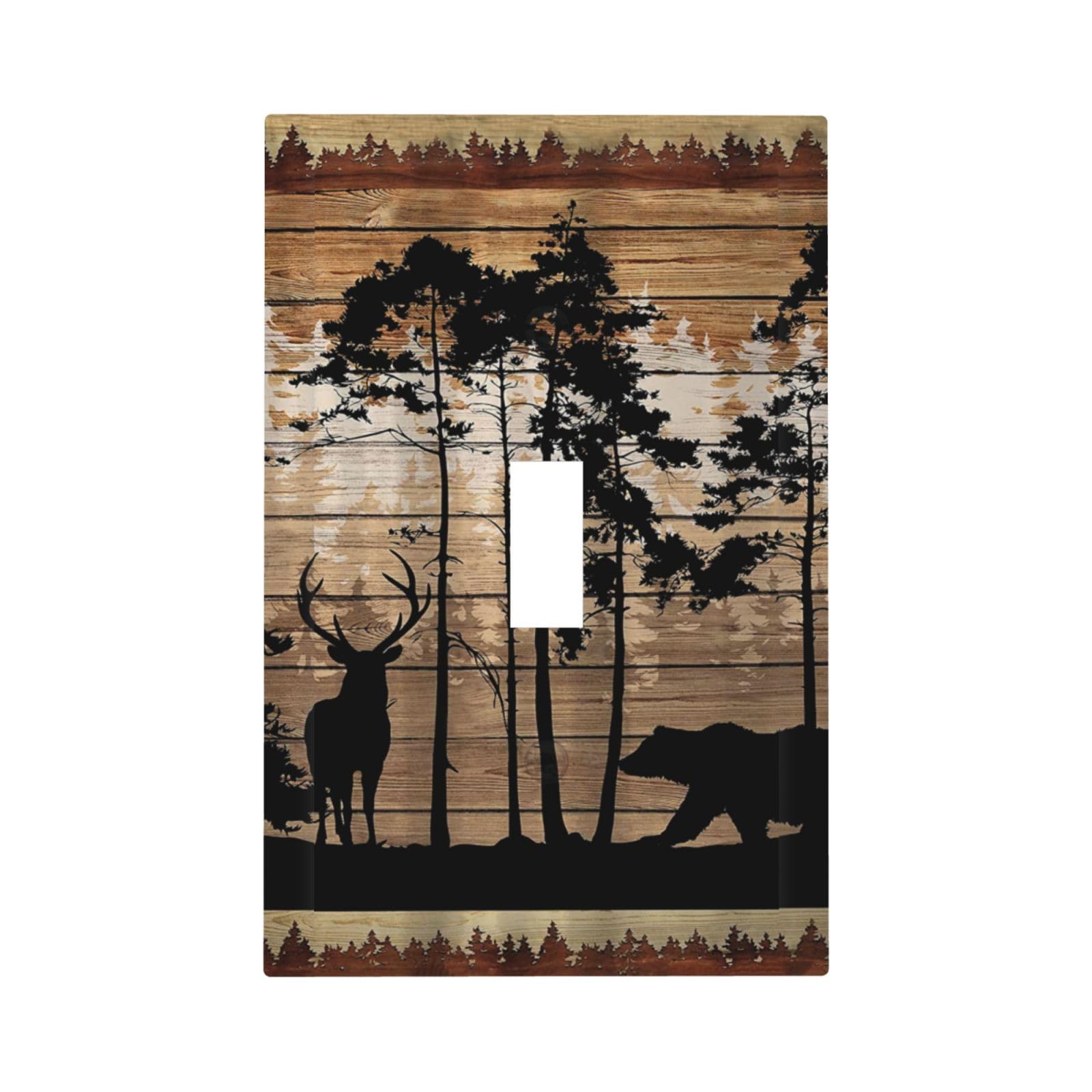Rustic Mountain Forest Cabin Antler Bear Deer Elk