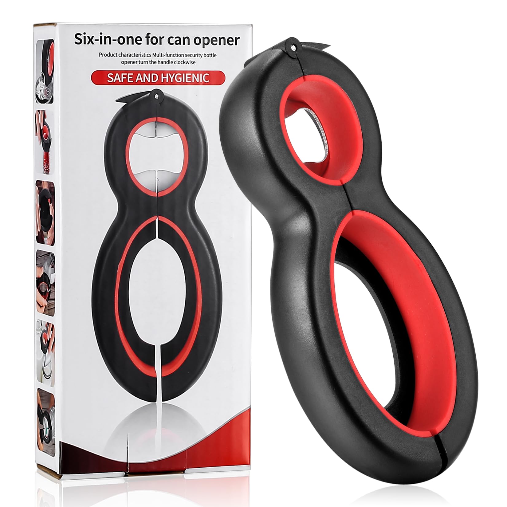 6 in 1 Multi Opener, Bottle Openers, Can Beer Opener, Stainless Steel Jar Gripper Openers, Twist Off Lid Kitchen Tool for Children, Seniors, Elderly and Weak Hands