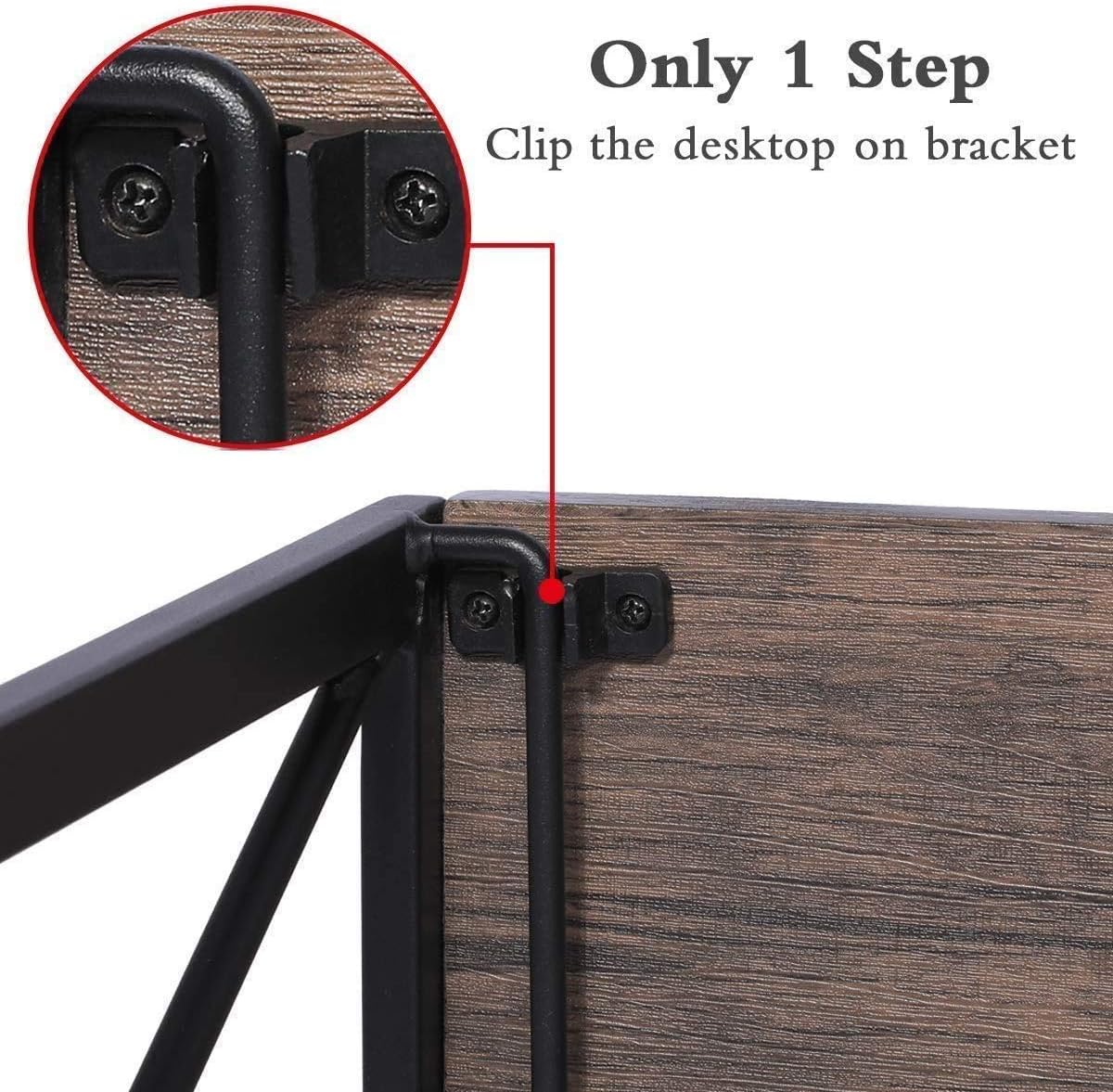 Writing Computer Desk Modern Simple Study Desk Industrial Style Folding Laptop Table for Home Office Notebook Desk Brown Desktop Black Frame: Furniture & Decor