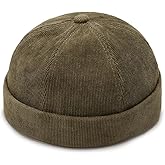 Corduroy Brimless Hat for Men Women Sailor Docker Cap Cuff Harbour Beanie Hat