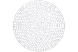 Generic 5pcs 4.5" Plastic Mesh Canvas Sheet 13 Count Round Needlepoint Blank Canvas for Embroidery Knit Crochet Acrylic Yarn 