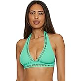 Becca Womens Modern Edge Halter Bikini Top, Adjustable, Tie Back, Swimwear Separates for Women
