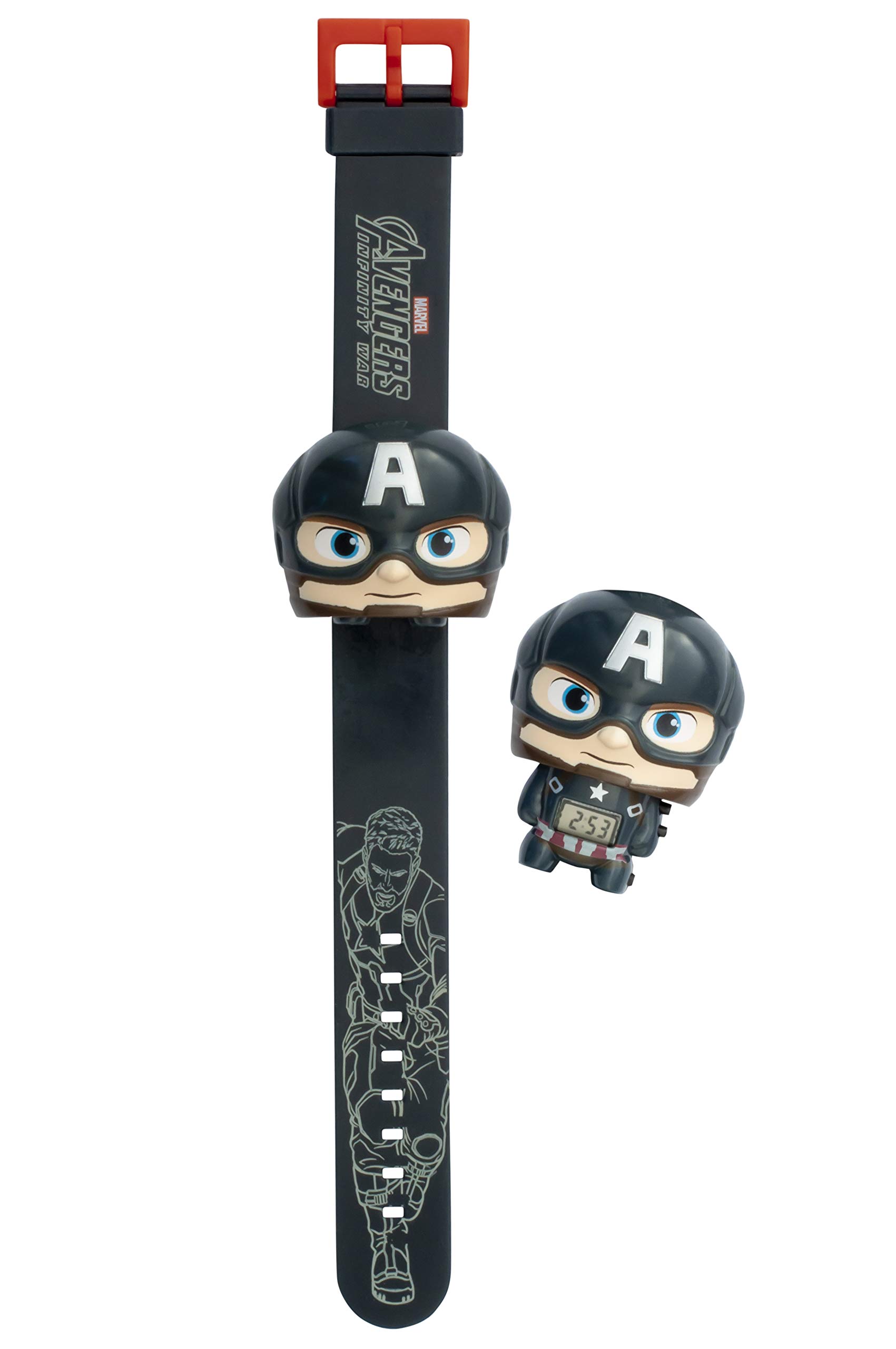 BulbBotz Marvel 2021838 Avengers: Infinity War Captain America Kids Light Up Watch | blue/red | plastic | digital | LCD display| boy girl | official