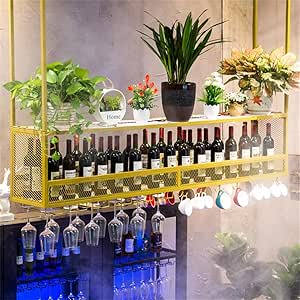 Estantes para vino de techo de 2 niveles, soporte de exhibición de copa