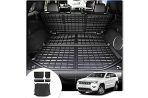 Maszupir Cargo Mat Compatible with 2011-2021 Jeep Grand Cherokee 2022 2023 Grand Cherokee WK Trunk Mat TPE Back Seat Cover Grand Cherokee Accessories (Fit Grand Cherokee,Backrest Mats+Trunk Mat)