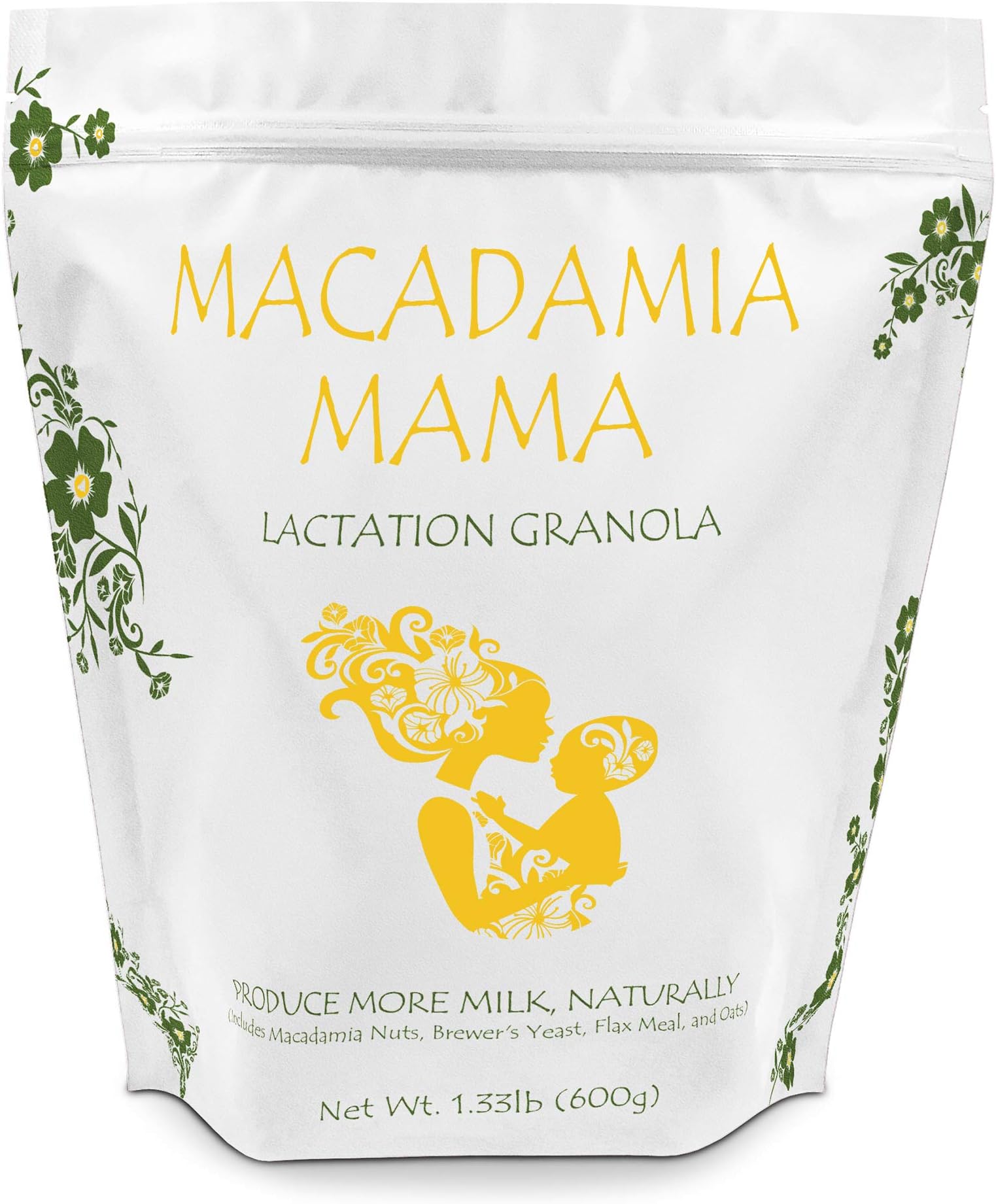 Macadamia Mama Lactation Cookie Granola, Natural Breastfeeding & Milk Production Supplement Snack, No Refined Sugars, Gluten Free (Oats, Brewers Yeast, Flax Seed, Nuts, 1.33lb Bulk Bag)