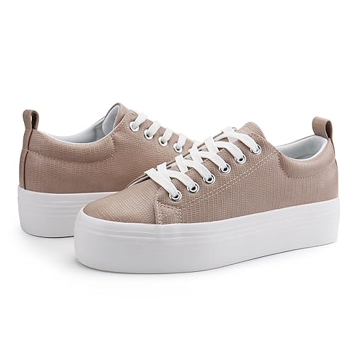 JABASIC Women Lace Up Platform Sneakers Comfortable Casual Fashion Sneaker  Walking Shoes
