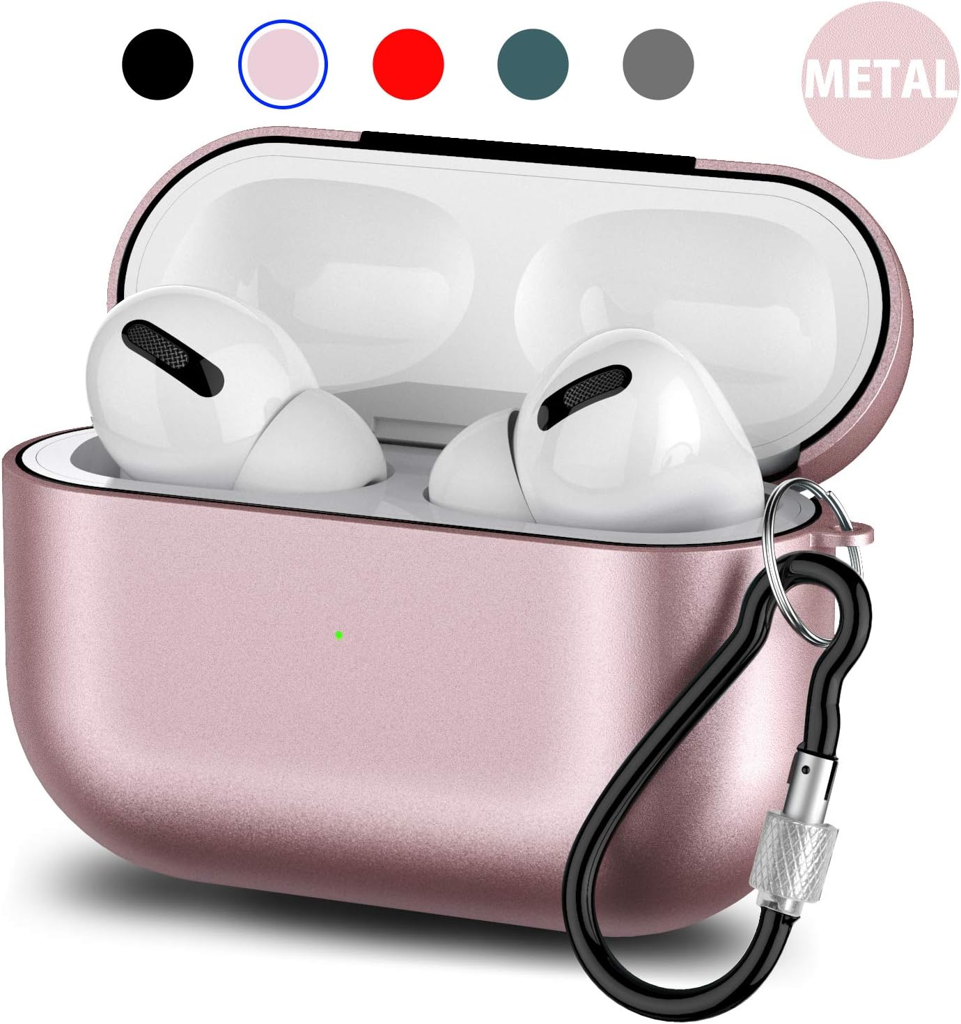 Fenvella Matel AirPods Pro Case 2020 Full Protective Silicone Cover Accessories with Keychain Compatible for Apple AirPods Pro Wirless Charing Case (Pro, Rose Gold)