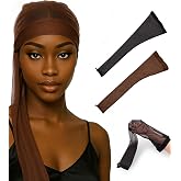 2 Pcs Hair Weave Sleeves for Locs, Long Wig Caps, Black and Brown | Stretchy Breathable Design, Elastic Band and Drawstring, Long Coverage for Dreadlocks, Braids and Twists