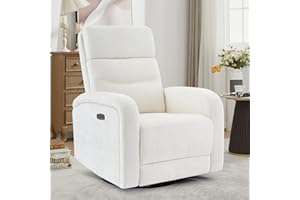 AEMEIOS Glider Recliner Nursery Chair, Power Swivel Rocker Recliner with Adjustable Backrest Support, Swivel Rocking Nursery Recliner Chairs with USB and Type-C Ports for Living Room, Chenille Cream White