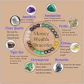 CAFUCE Natural Stone Wealth Money Bracelet for Women Beaded Protection Bracelet Adjustable Lucky Bracelet Feng Shui Black Obsidian Handmade Jewelry Gift