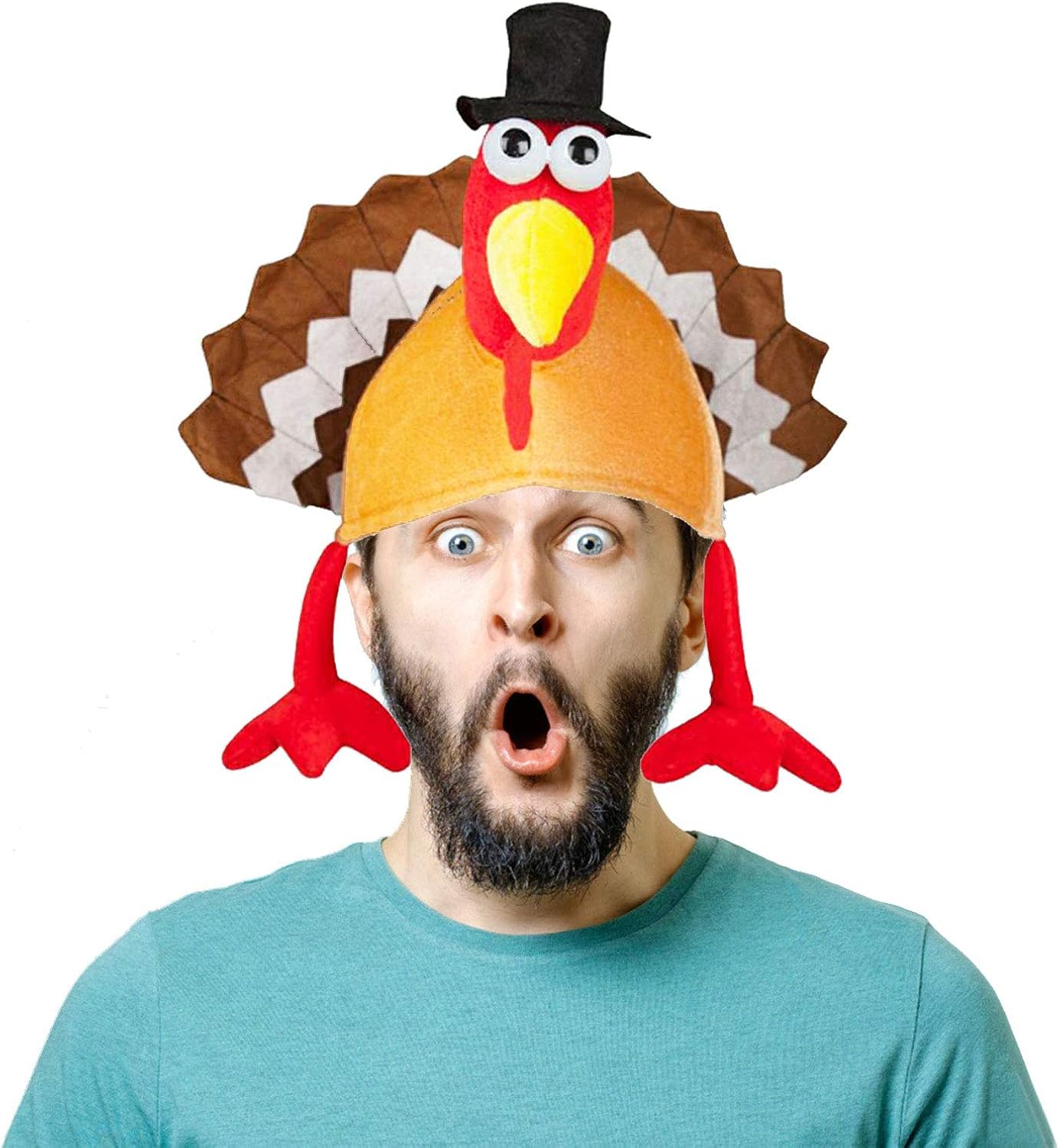 2 Pack Thanksgiving Party Turkey Hat Costume Unisex Hat with Tail Gifts Party Decor Costumes Novelty Turkey Hat Orange: Clothing