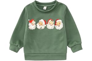 AG AGUU Christmas Sweatshirt for Toddler Boys Girls Santa Claus Head Pullover Shirt Crew Neck Tops Long Sleeve Winter Clothes