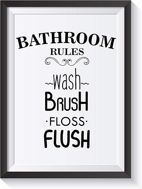 Bathroom Rules Wash Brush Floss Flush Wall Art Print Kids Washroom Wall Decor Home Decor Kids Teens Bathroom Signs Farmhouse Toilet Quotes Toilet Stuff Bathroom Rules Wall Art Unframed Amazon Ca