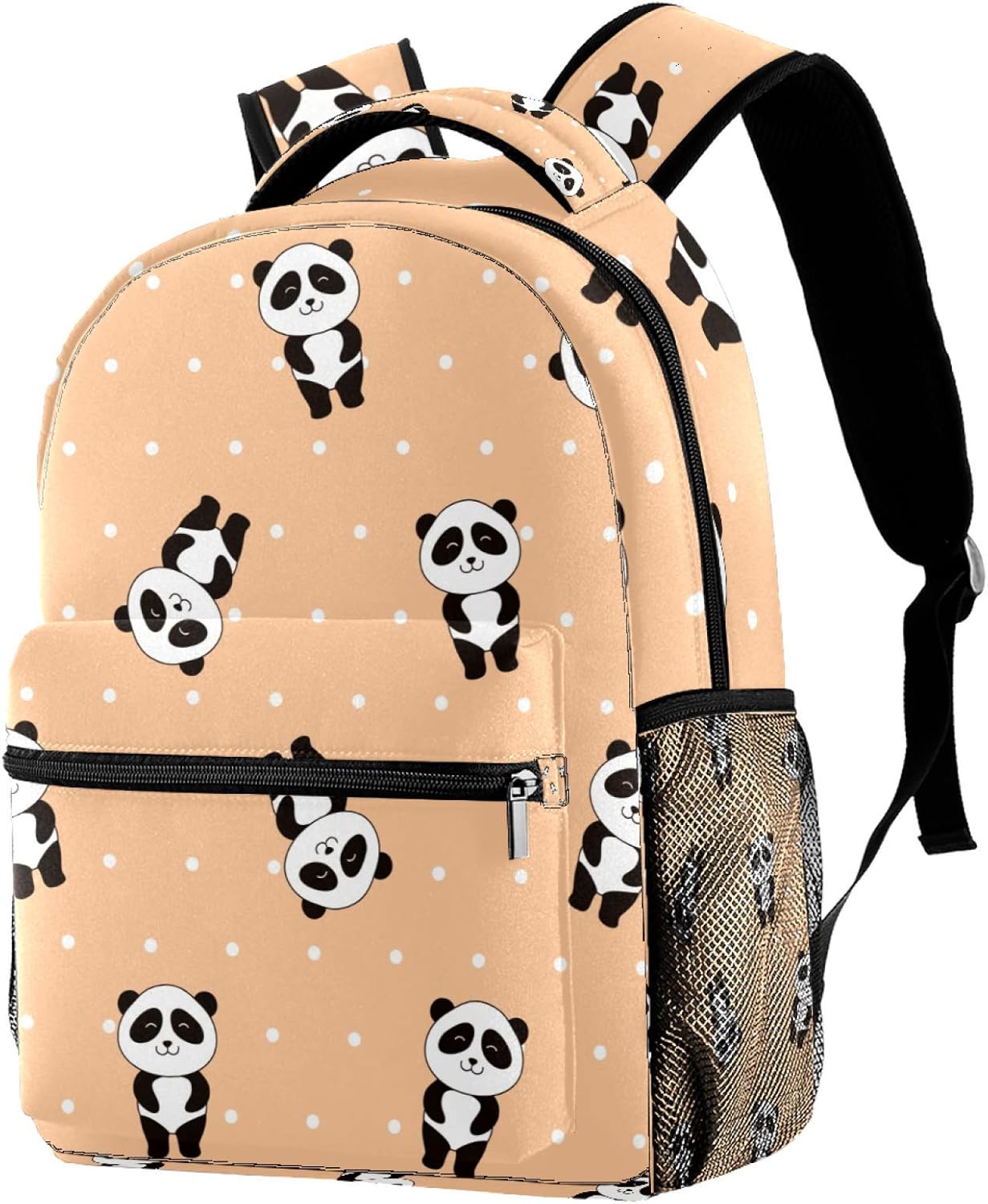 Kawaii Cute Panda Star Yellow Pattern Backpack for Teens School Book