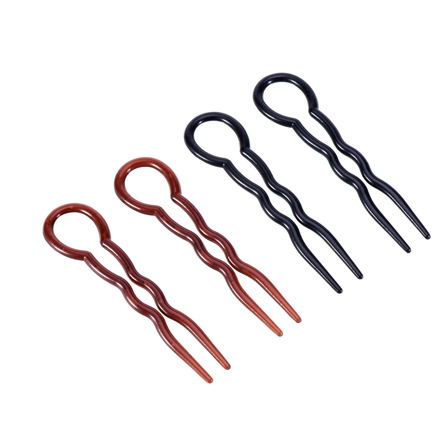 Canomo 36 Pieces Plastic U Shaped Hair Pins Hair Style Grip Pins Fast Spiral Hair Braid Twist Styling Clips for Girls and Women(Black and Brown) : Beauty